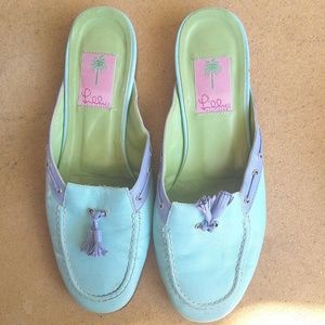 Lilly Pulitzer Blue Pink Slip-on Sandals Size 8